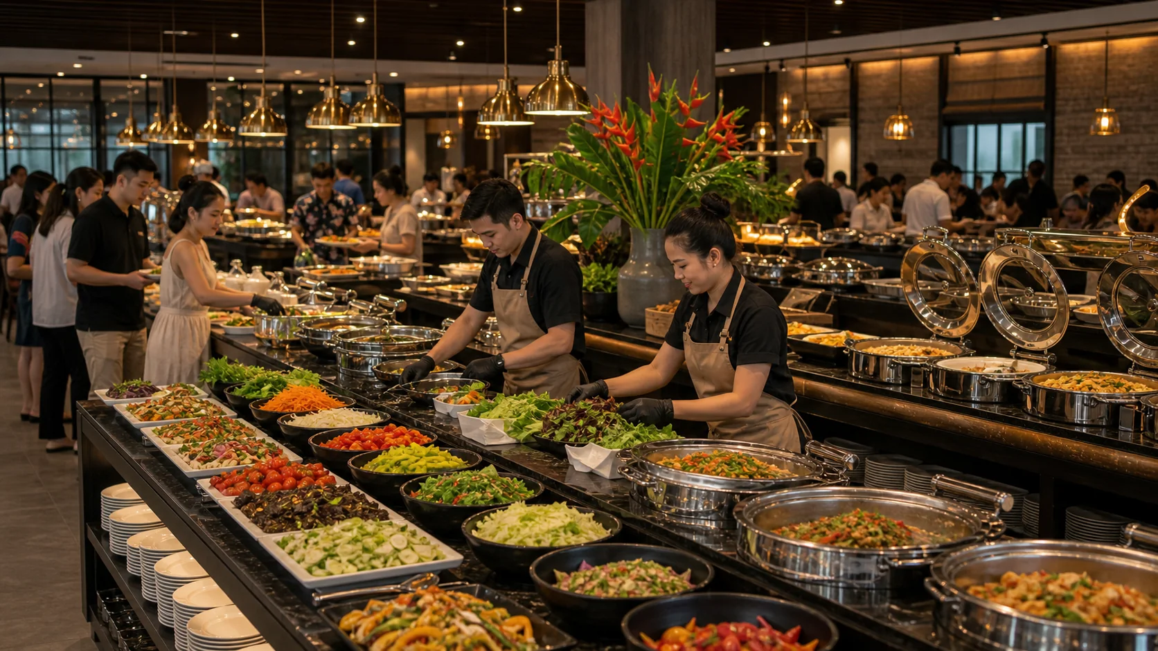 Buffet POS operations with high volume service