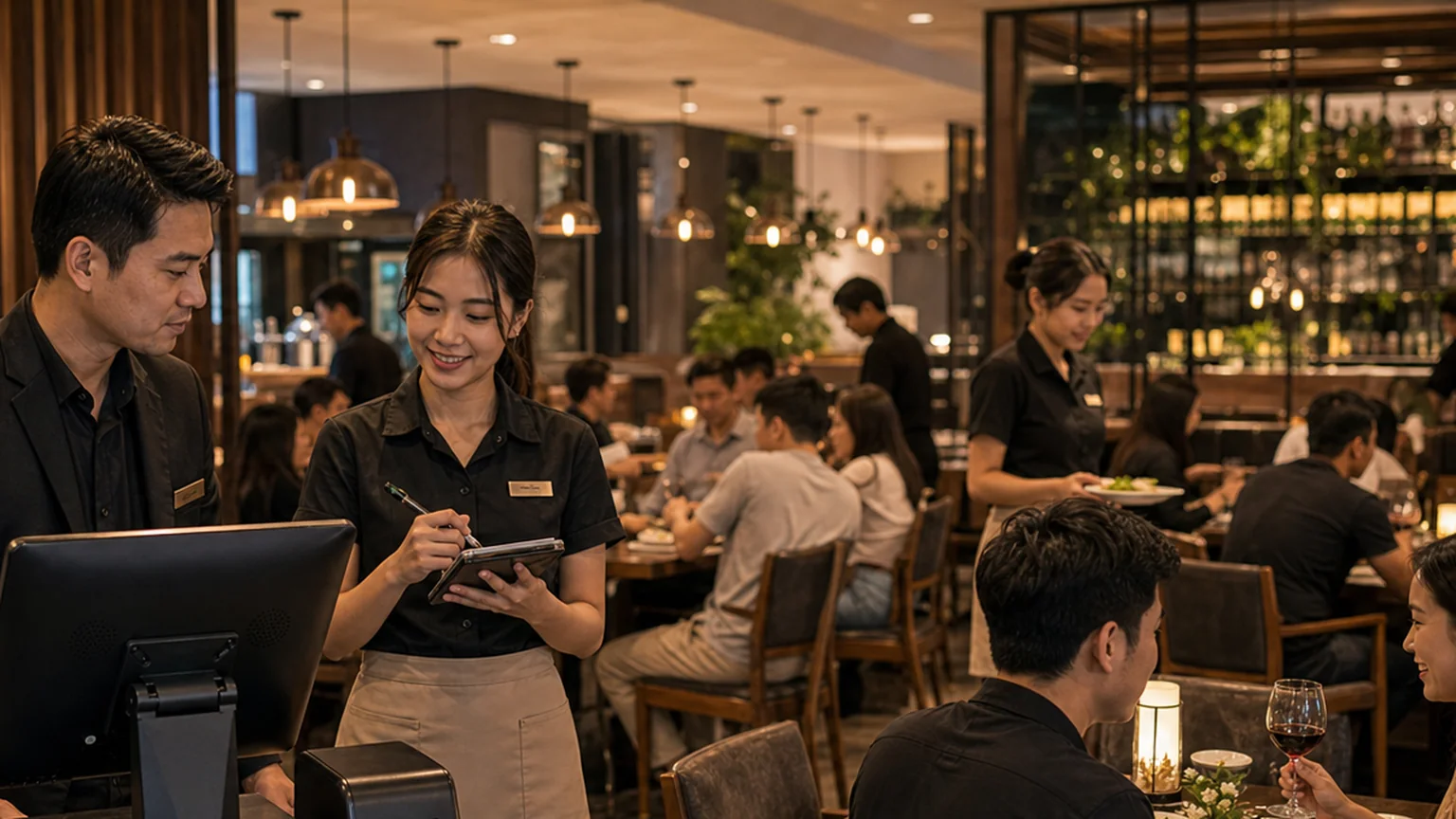 Restaurant POS operations with kitchen and service workflow